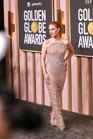 jessica chastain osaleb 80. iga-aastasel kuldse gloobuse auhindade jagamisel Beverly hiltonis