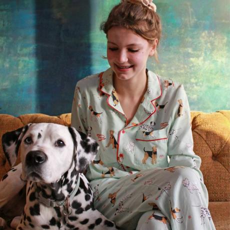 Poppy Dog Print Tencel pidžaamakomplekt
