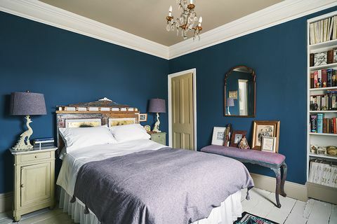 meeleolukas sinine ja lilla magamistuba annie sloani Oxfordi kodus