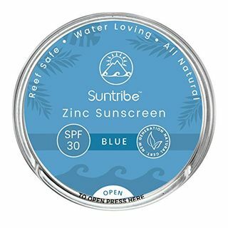 Suntribe mineraalne spordi- ja näopäikesekaitsekreem – SPF 30 – naturaalne – 100% tsink – riffile ohutu – 4 koostisainet – veekindel (45 g) (sinine)