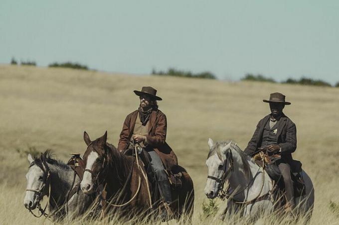 garrett hedlund kui garrett montgomery ja david oyelowo bassireevide rollis Lawmen Bass Reeves'is, 3. jagu, 1. hooaeg, voogesitus esmatähtis, 2023. aasta fotokrediit emerson millerparamount