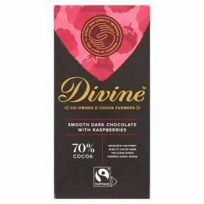 Divine Fairtrade 70% tume šokolaad vaarikatega90g